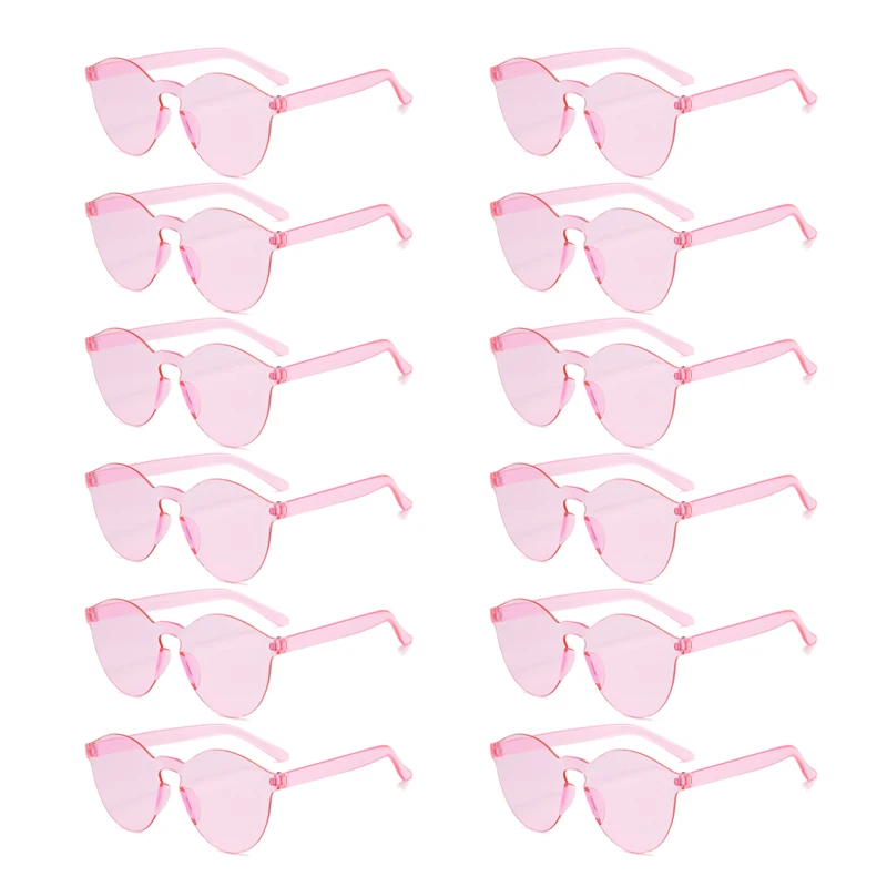 KAMMPT 12 Pairs Per Set Candy Color Decoration Shades Oval Design Trends Women's Sunglasses Fashion Brand Sun Glasses for Lady