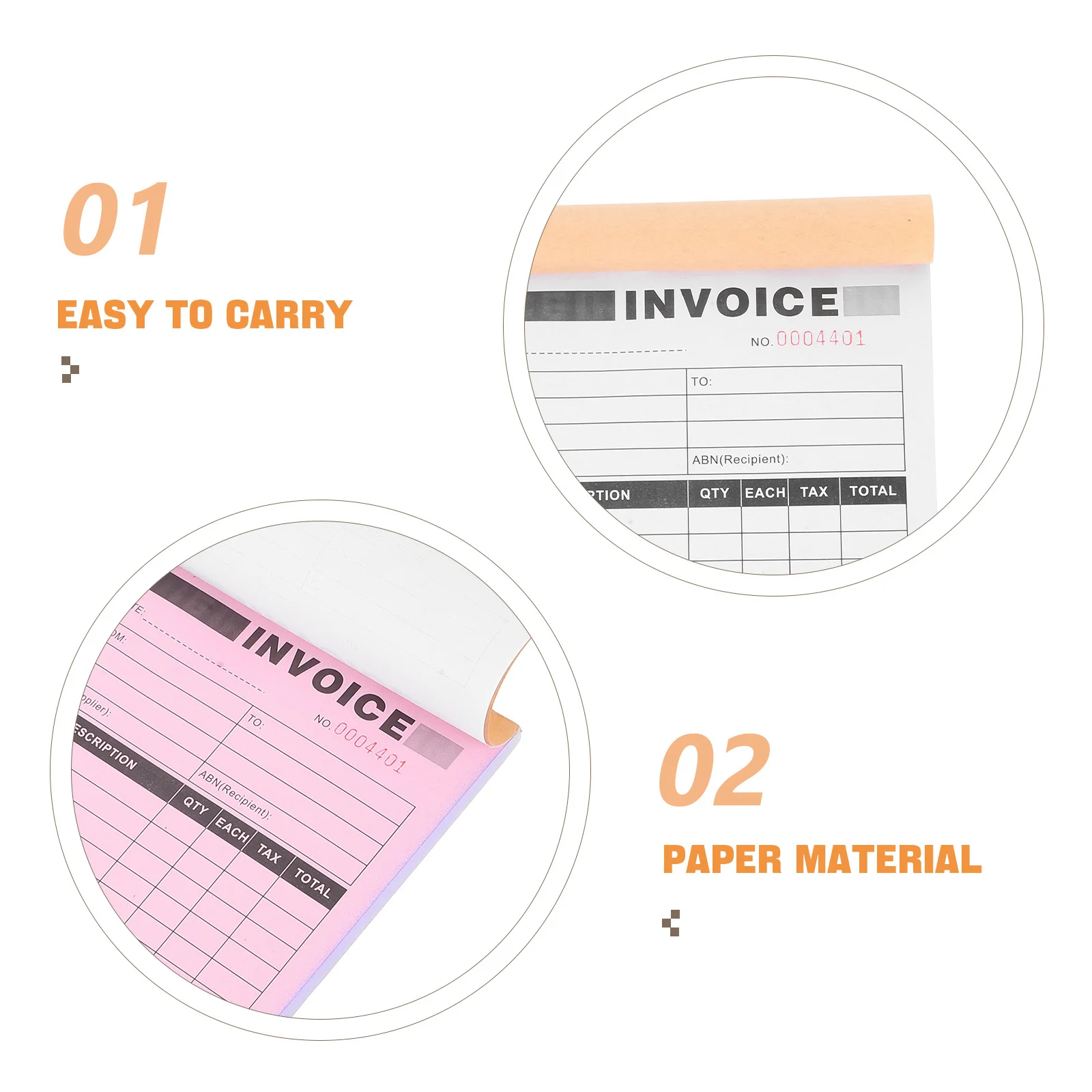 5Pcs Invoice Duplicate Delivery Note Book with Sturdy Board for Small Business Order Receipts Paper for Photographers