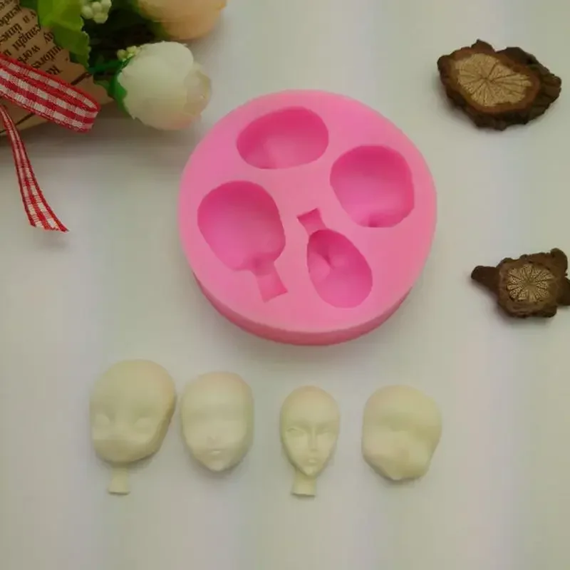 1 Pcs 3D Women Face Soft Clay Mold Tools Universal Silicone Fondant Cake Pottery Handmade 4 Types Size DIY