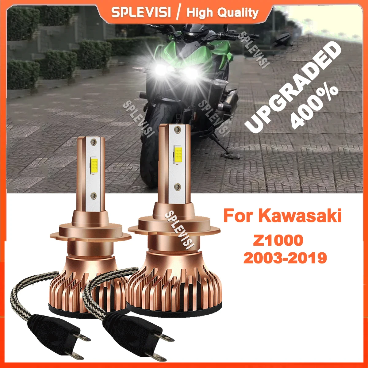 

2x H7 Motorcycle LED Headlight Motorbike Lamp CSP 360° Lighting For Kawasaki Z1000 2003-2019 2004 2005 2006 2007 2008 2009 2010