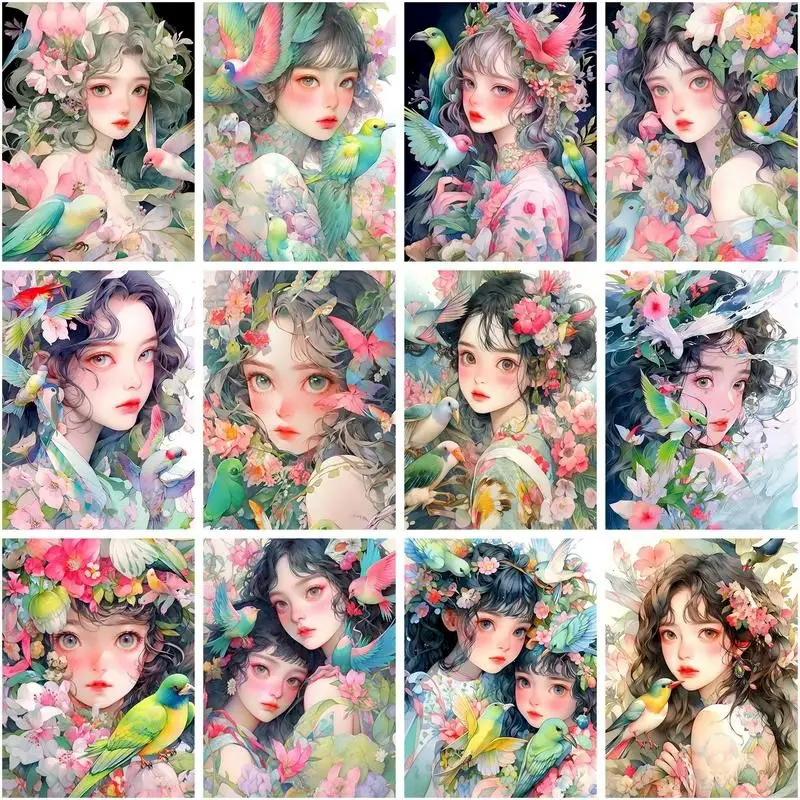 

CHENISTORY Diy Craft Diamond Painting Girl and Parrot Pictures Of Rhinestones Art Kits 5D Diamond Mosaic Sale Figure Decor For H