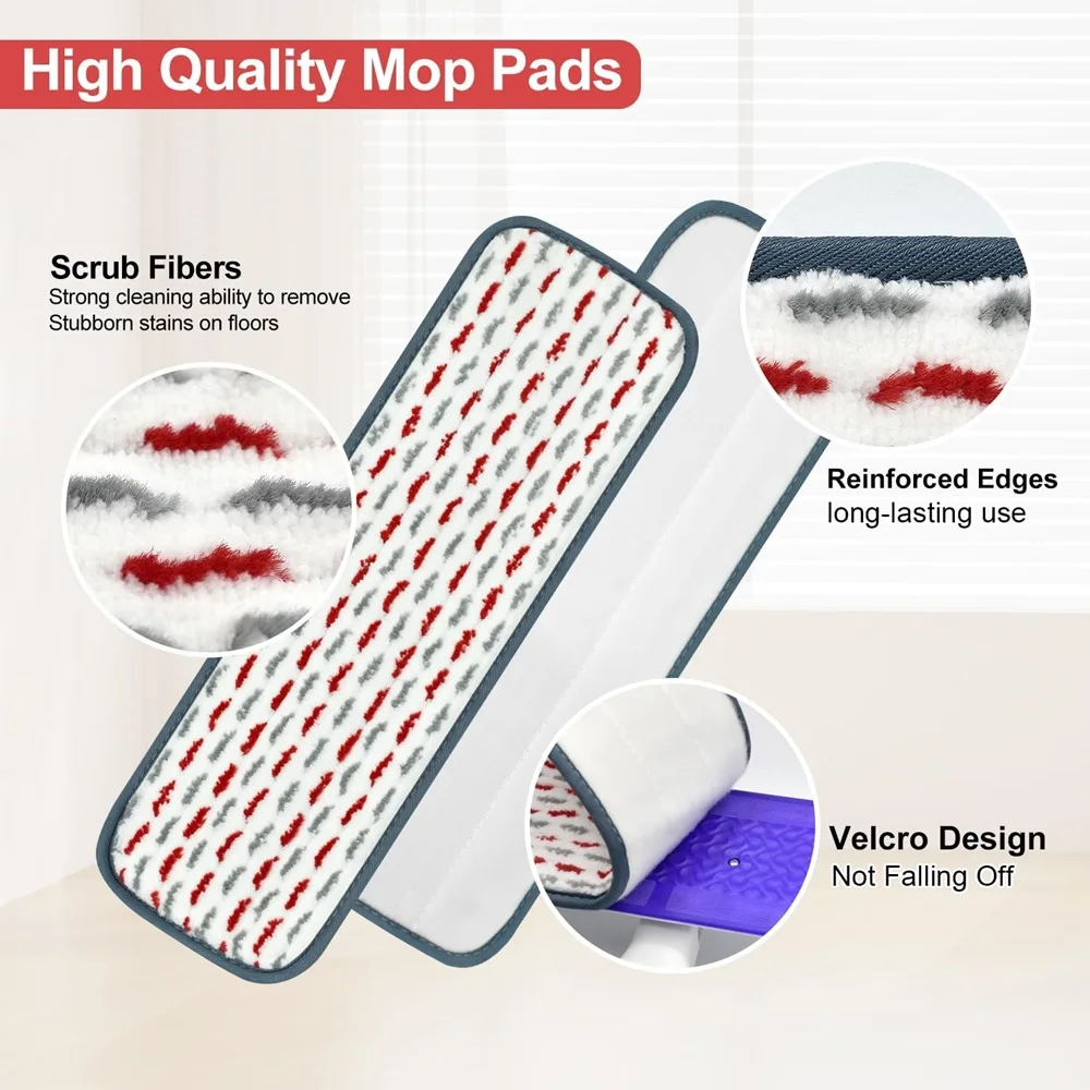 4 Pack Thicker Microfiber Mop Pads Compatible with Swiffer Power Mop Wet Pads for Floor Cleaning, Reusable & Washable Pads