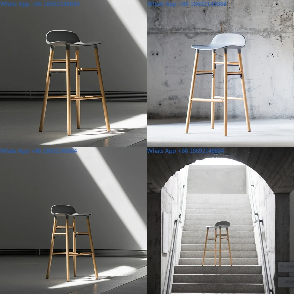 Minimalist bar stool luxury design wooden leg high stool for home and commercial use