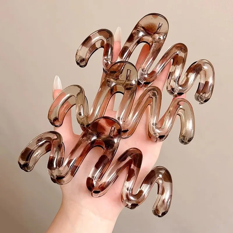 

1pc Large Hair Clip for Thick Hair Claws Crab Girls Curly Transparent Coffee Hairpin Clamps Women Korean Ponytail Accessories