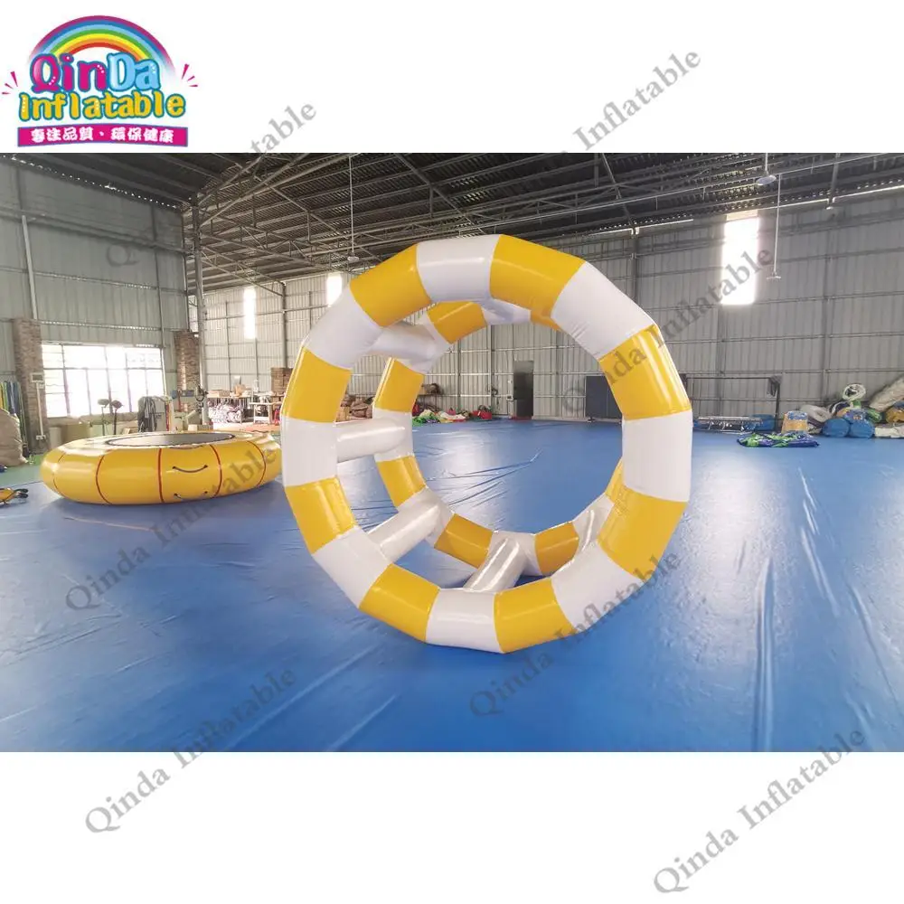 Yellow Popular And White Inflatable Water Roller,1.5Mx2m Inflatable Water Floating Wheel For Aqua Game