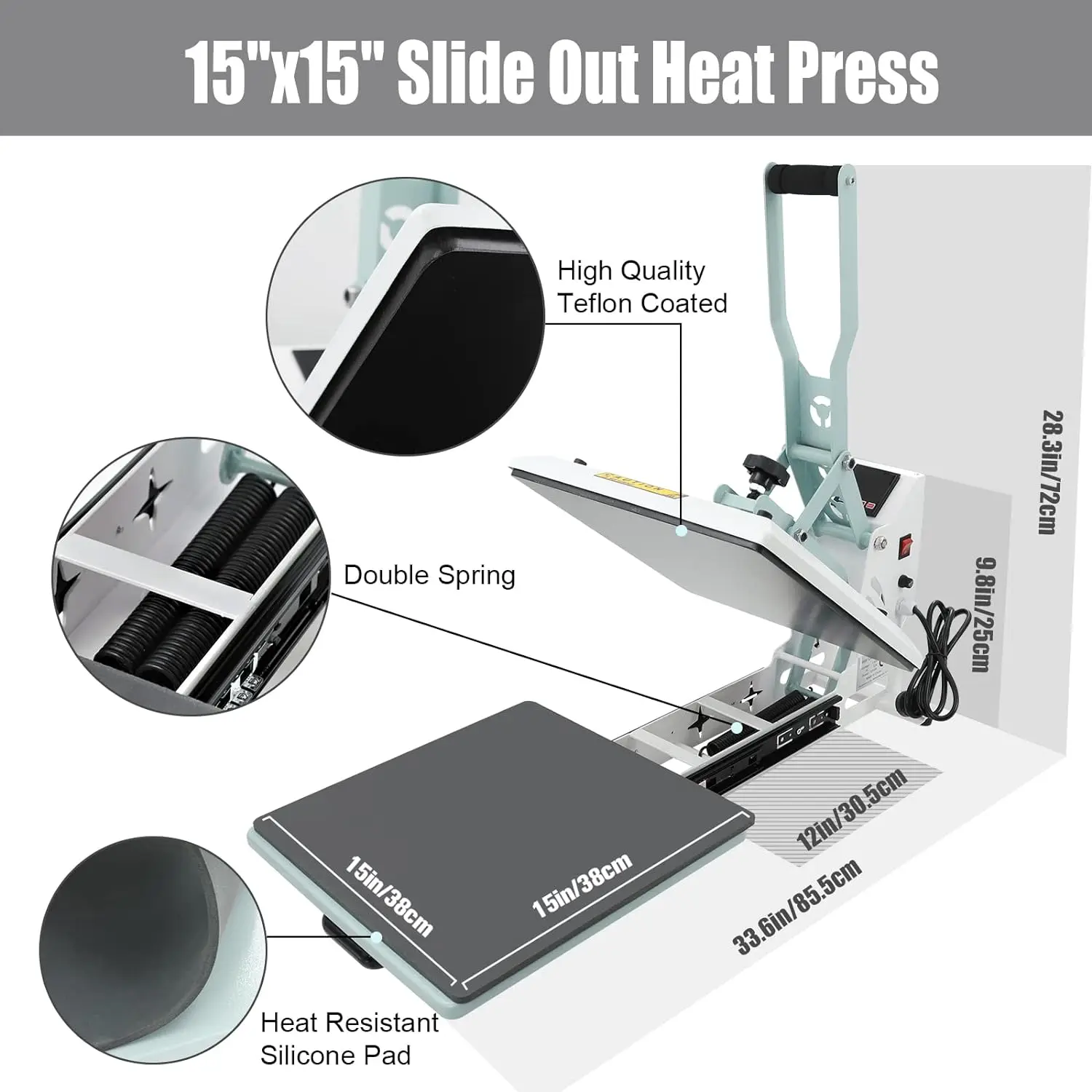 Imagem -04 - Bettersub Digital Heat Press Machine T-shirt Transfer Machine Slide Out Cerceta 15x15