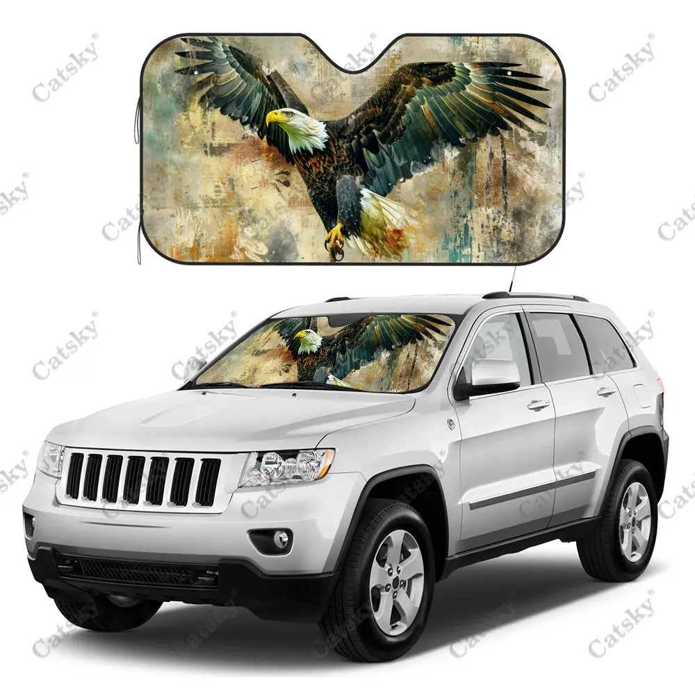 Spreading Wings American Eagle Car Windshield Sunshade, Auto Accessories Front Windshield Sun Visor Blocks Uv Rays Protect Decor