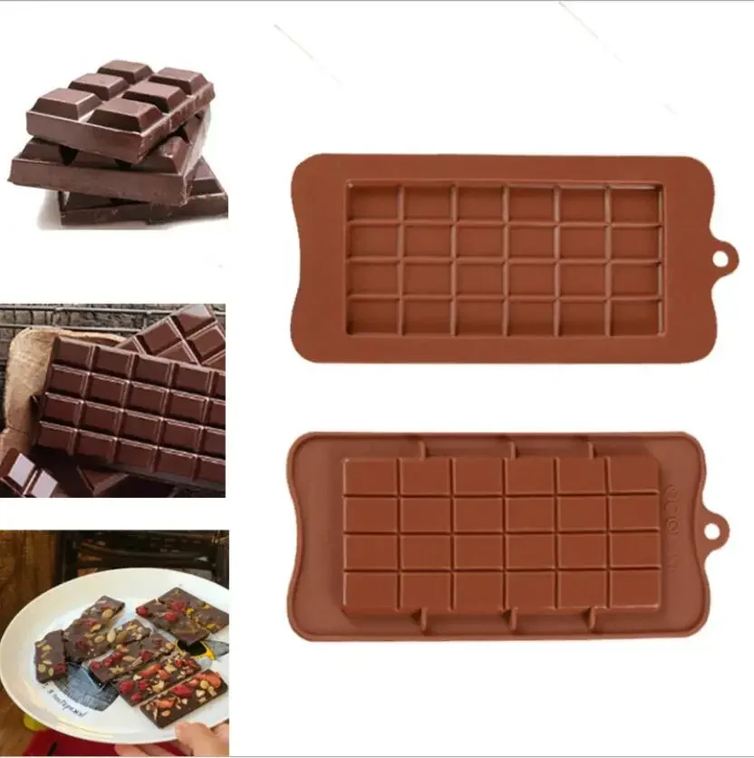 24Cavity Silicone Chocolate Molds Cake Bakeware Kitchen Baking Tools Candy Maker Sugar Mould Bar Block Ice Tray Cake Accessories