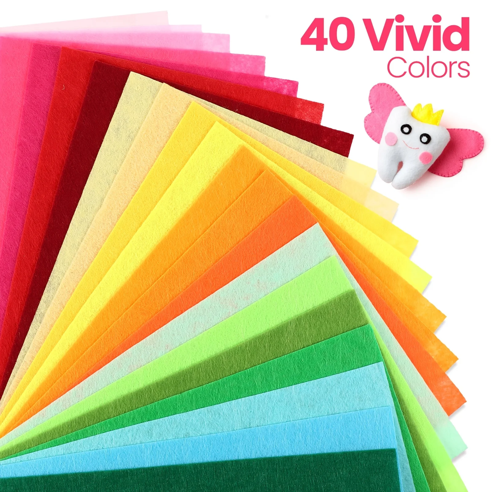 40 square hard felt sheets, multi-color non-woven fabric, 1mm thick, suitable for handicraft DIY sewing and decorative cardboard