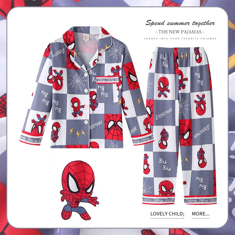 Disney Stitch Mickey kaczor Donald zestawy piżam SpiderMan dla chłopców dziewczynki dzieci codzienna bielizna nocna podróżna uroczy prezent nowy 2