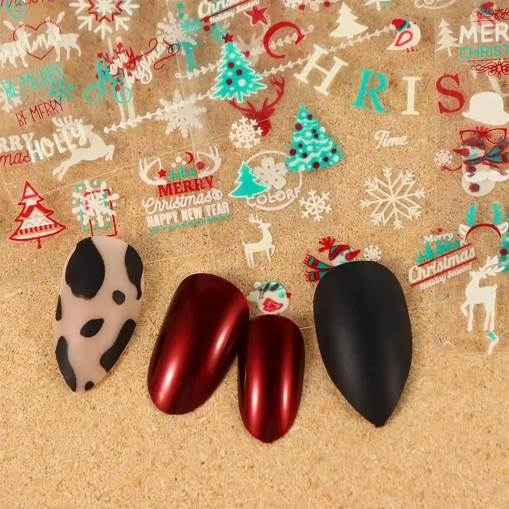 Manicure Santa Claus Glow in the Dark Christmas Nails Stickers Fluorescent Nail Decals DIY Nail Decor Luminous Nail Stickers 3