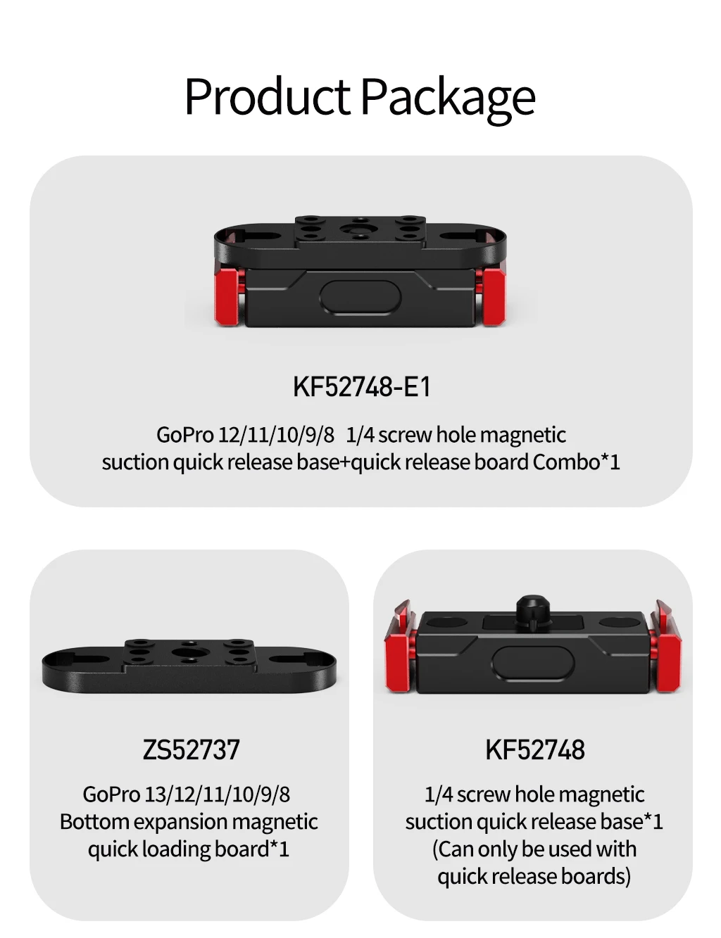 Magnetisches Schnellverschluss-Basisset für Gopro Hero 12, 11, 10, 9, 8, 7, Mini Max Action-Kamera-Zubehör, 1/4 Zoll ARRI-Halterung, Stativhalterung – Detail 26