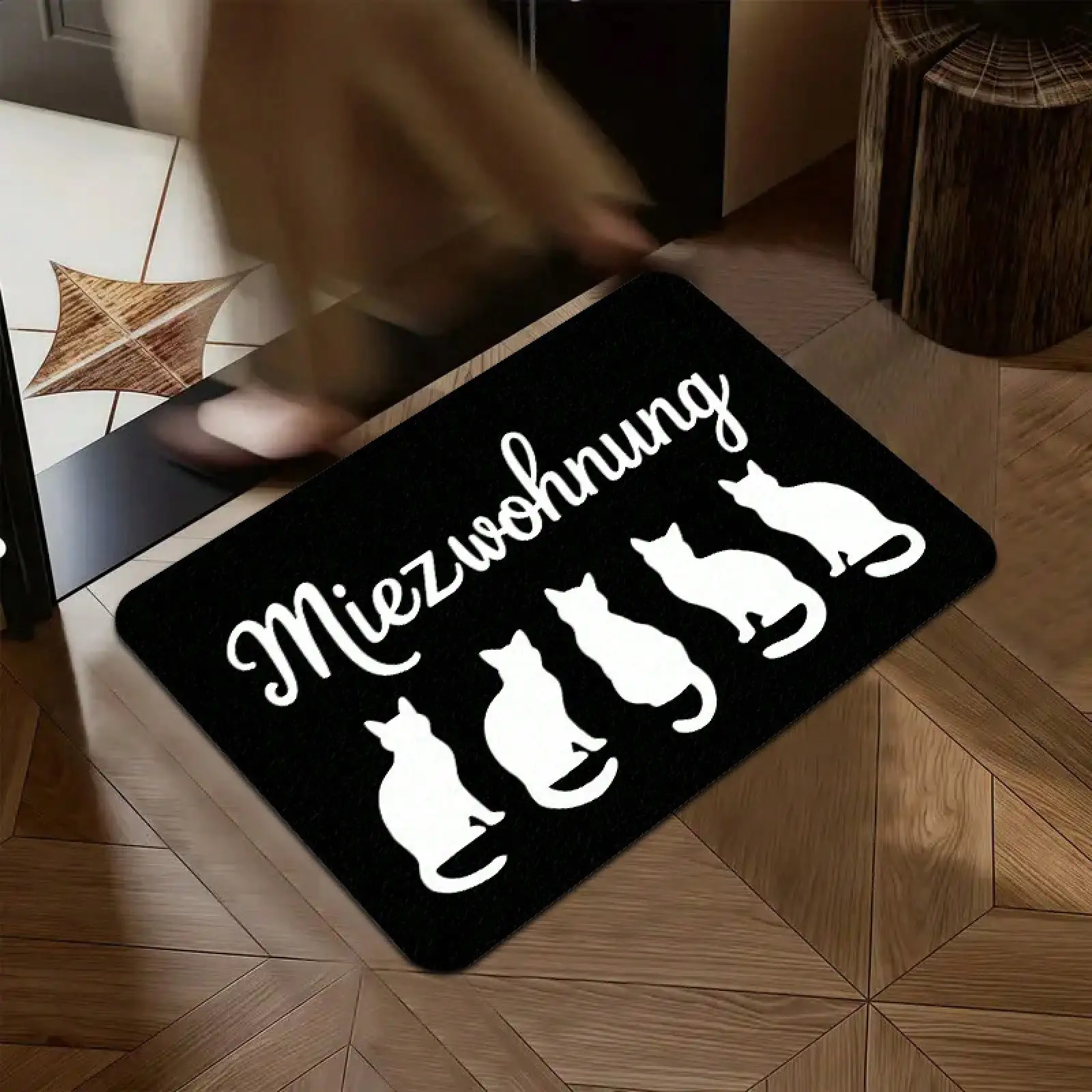 1pc German Cat Text Doormat - 
