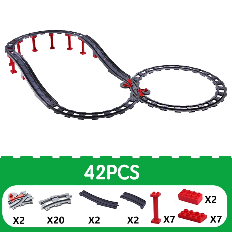 Treinspoorset Grote bouwstenen Stad Verkeerspooraccessoires Compatibel met DuploEGG DIY Bricks Speelgoed voor kinderen Cadeau - afbeelding 1