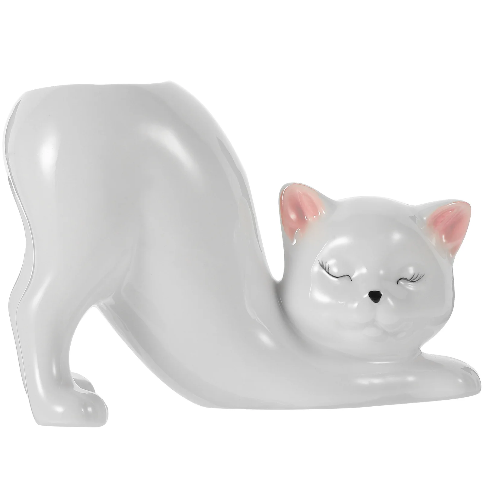 Ceramic Cat Flower Vase Chic Delicate Design Stable Flat Bottom Modern Vase for Home Office Decoration Ceramic Vases