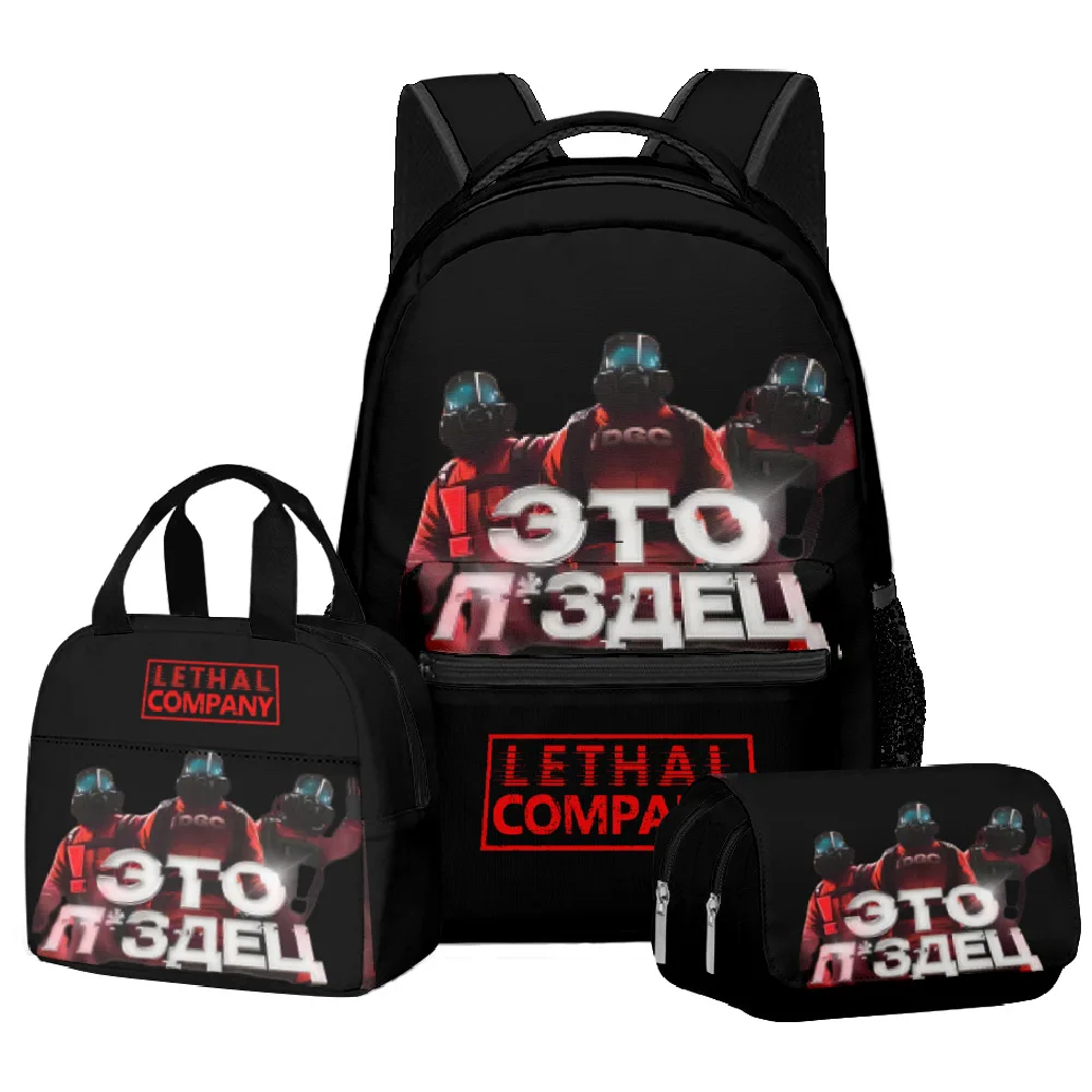 

Hip Hop Popular Funny New Lethal Company 3D Print 3pcs/Set Student School Bags Laptop Daypack Backpack Lunch bag Pencil Case