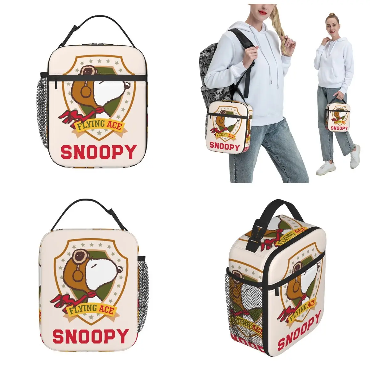 Lunch Box Snoopy Flying Ace Badge Peanuts Anime Accessories Lunch Food Box New Cooler Thermal Lunch Box For Work