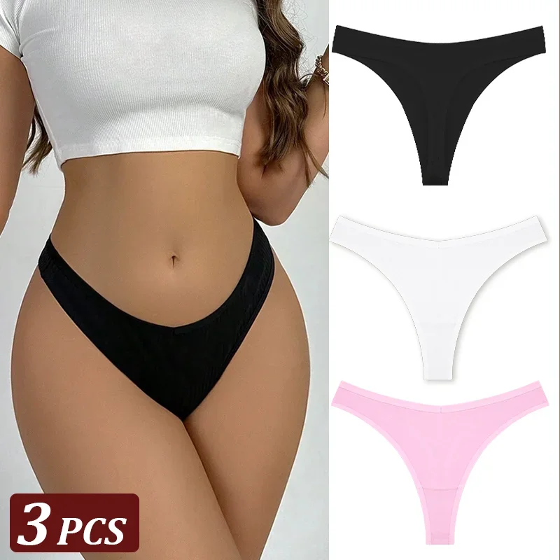 3 Teile/satz Nahtlose Tanga Baumwolle Frauen Dünnen Riemen Niedrige Taille Hohe Flexibilität Panty Sexy Unterwäsche Damen Briefs T-zurück Weiche frauen