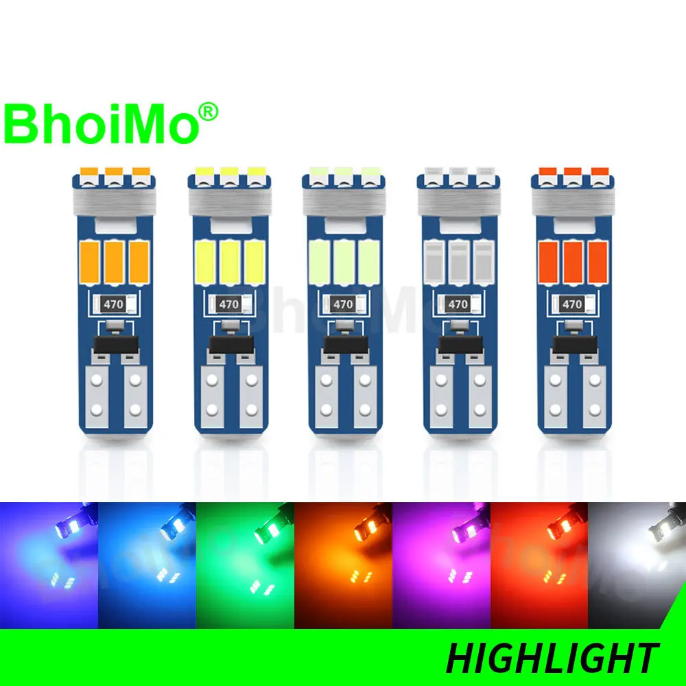 

BhoiMo 8PCS 9SMD Led T5 Bulb Non Polar W3W 3014 73 74 Instrument Dashboard Plate Panel Warning Indicator Signal Lamp Car Light