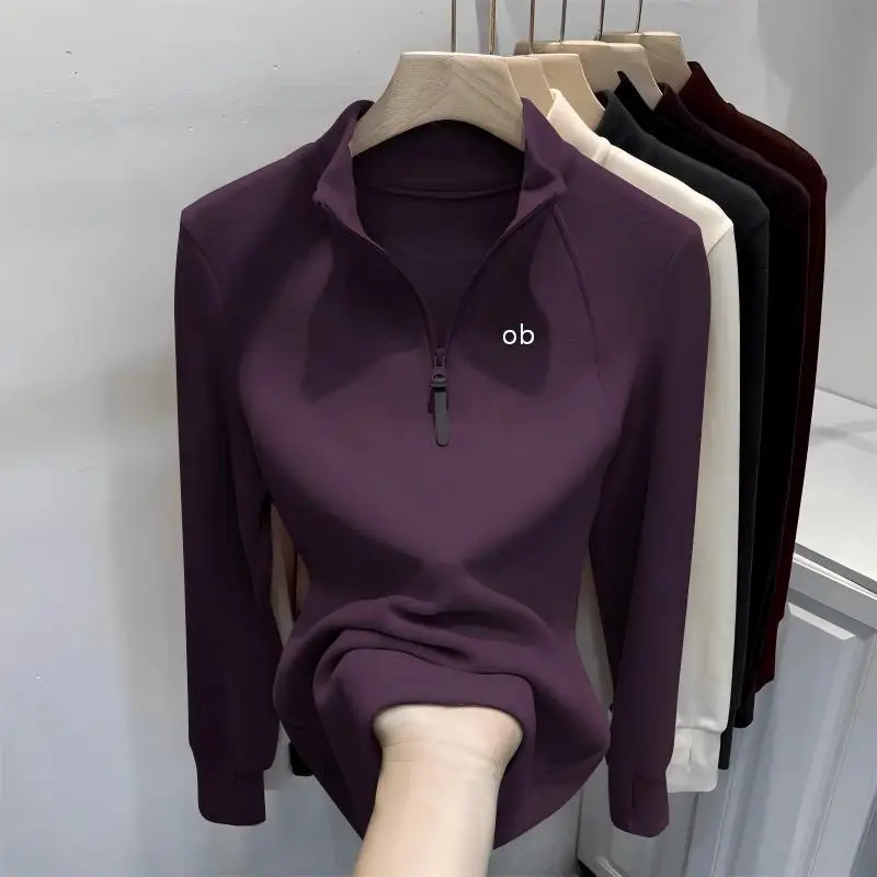 2026 New Half-Neck Half-Zip Long-Sleeved Women's Sweater for Layering or Solo Wearing in Autumn for Fitness 1