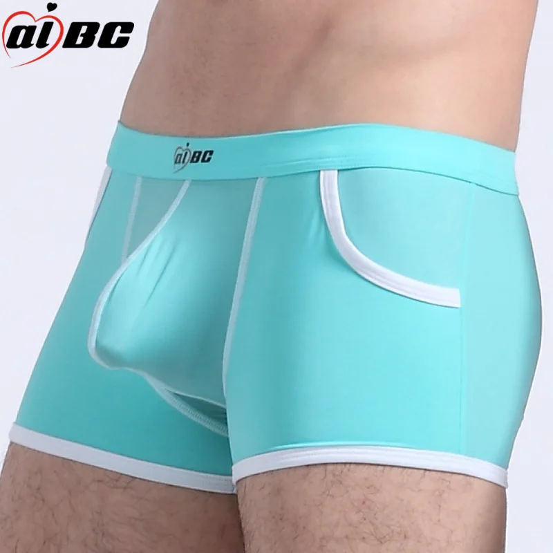 Thin Personalized Men\'s Ice Silk Underwear Youthful Sexy Boxer Shorts U Convex Pouch Underpants Comfortable Sissy Tangas Hombre