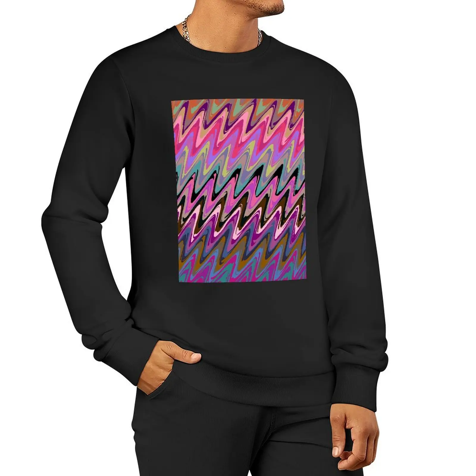

Abstract ZigZag Fractal in Pink & Brown Pullover Hoodie men's coat streetwear men anime sweatshirt