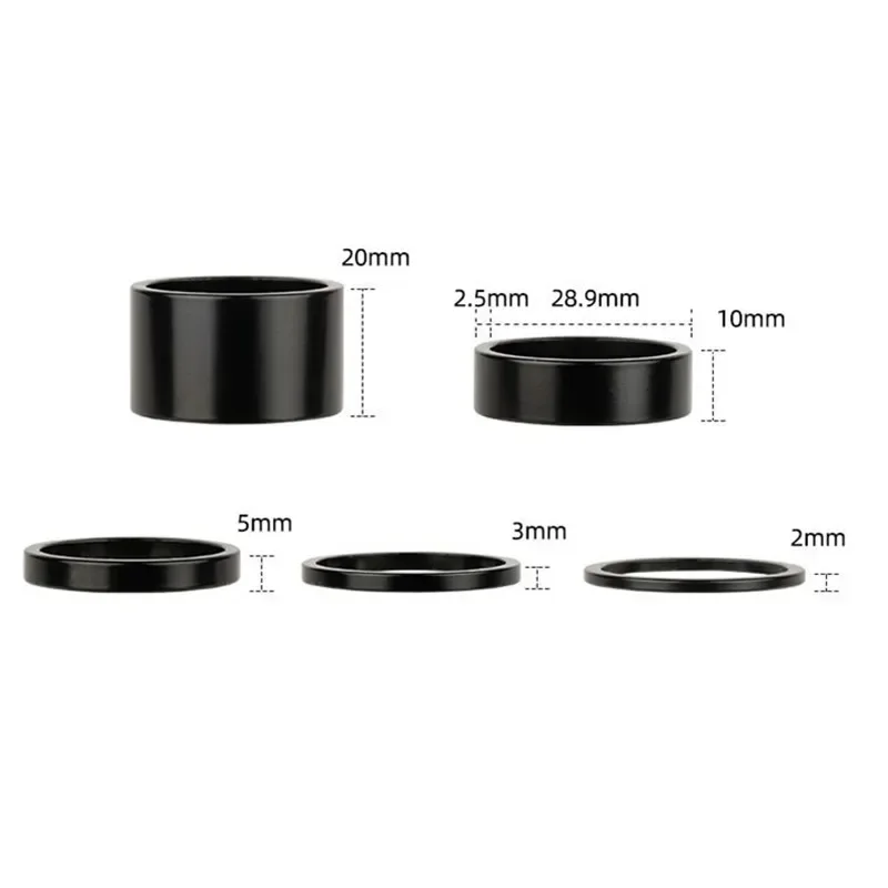 5Pcs Aluminum Headset Spacers 2‑20mm for 28.6mm Steerer Tube MTB Road BMX Bike Fork Stem Height Adjust Washers