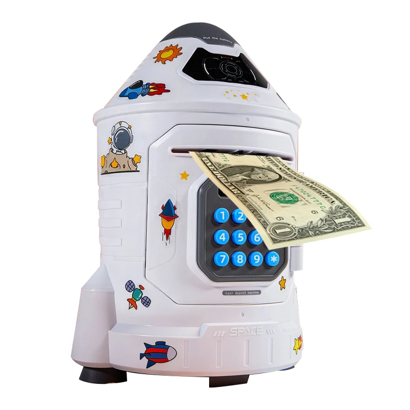 Rocket Piggy Bank Password Lock 2025 New Model Boys' Fingerprint Piggy Bank Children's Safe Toy Money Cabinet Girls