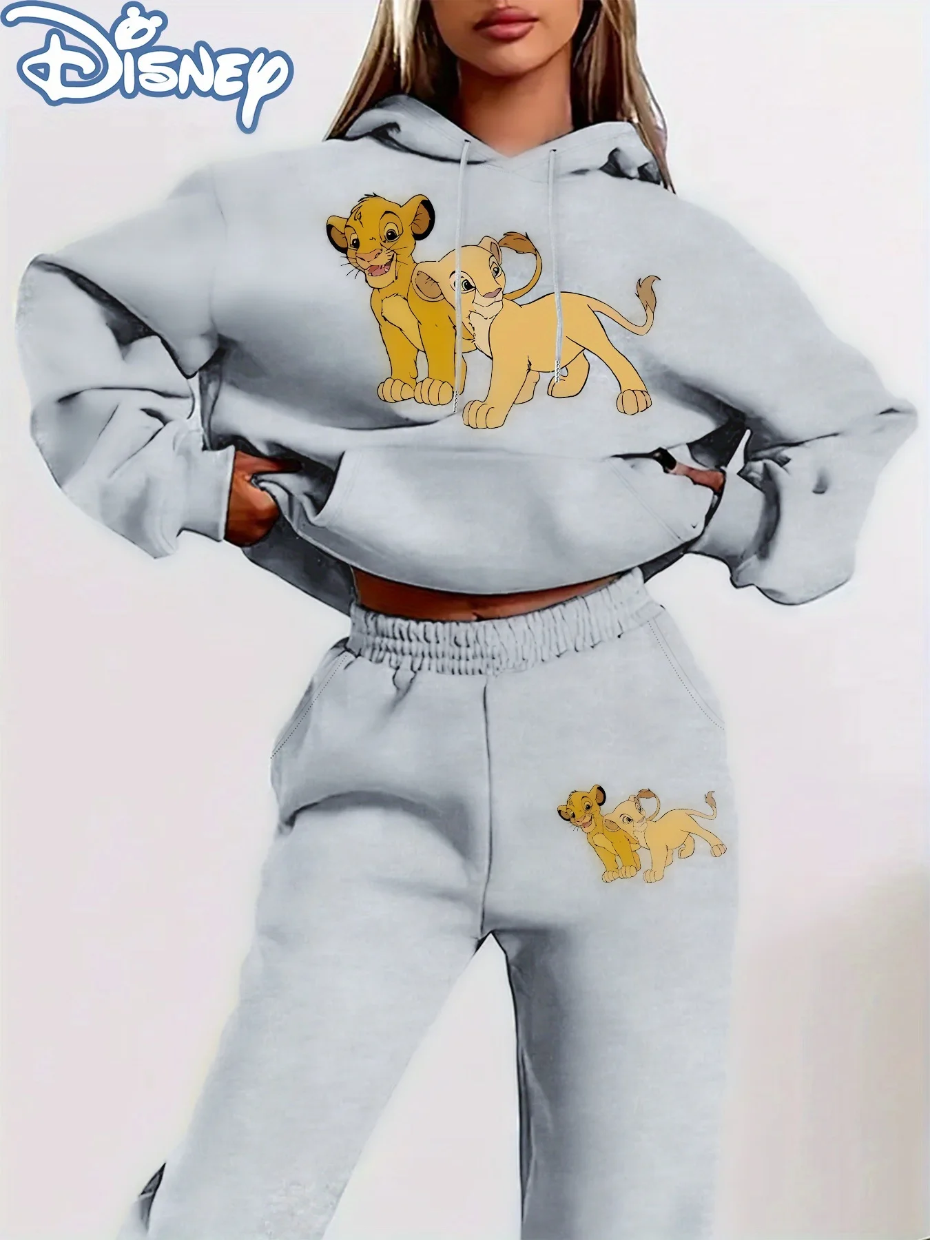 

Коллекция Disney King Lion Simba, милый и крутой осенне-зимний комплект с капюшоном, большие размеры, для взрослых, женщин и мужчин, уличный стиль