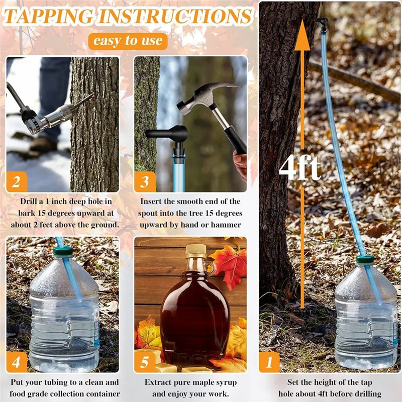 A04G-Maple Syrup Tapping Kit Maple Tap And Food Grade Dropper Extractor 13 Piece