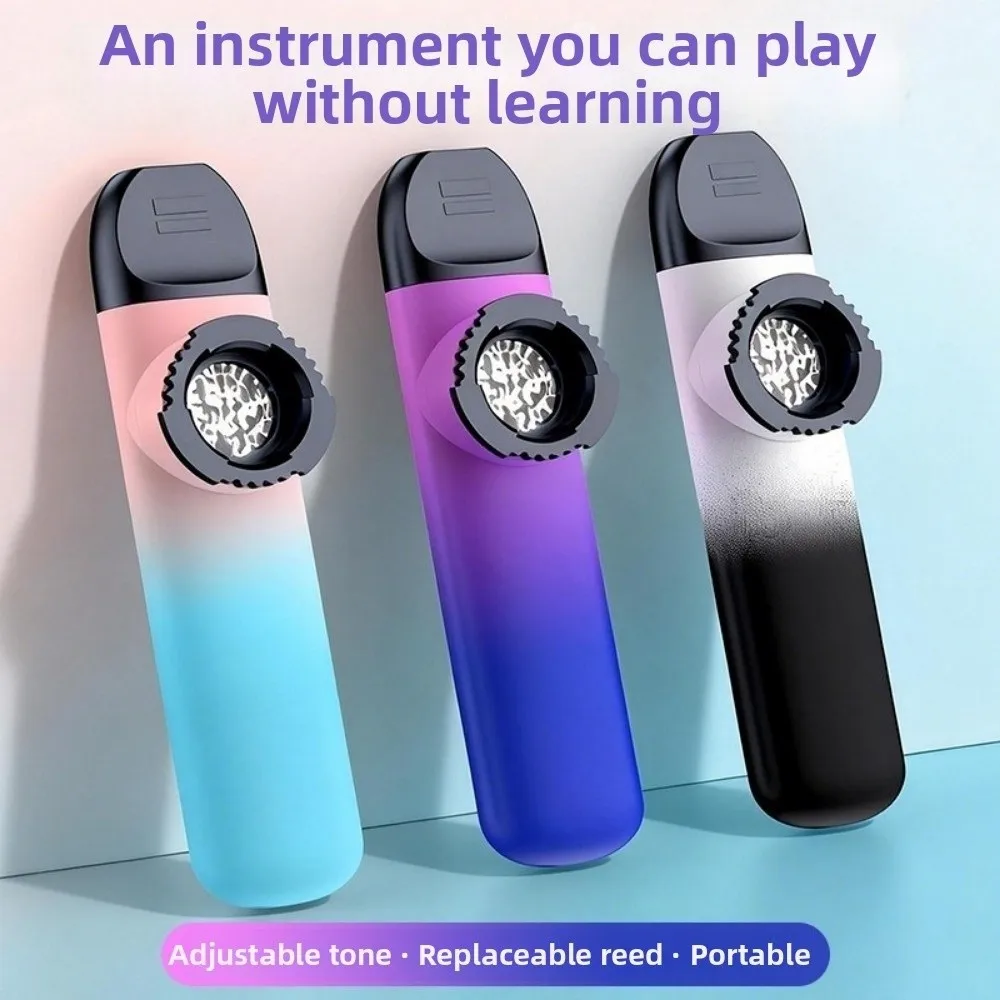 Gradient Color Kazoo Flute Easy To Learn Great Sound Mouth Flute with Lanyard 5Pcs Membranes Accompaniment Kazoo