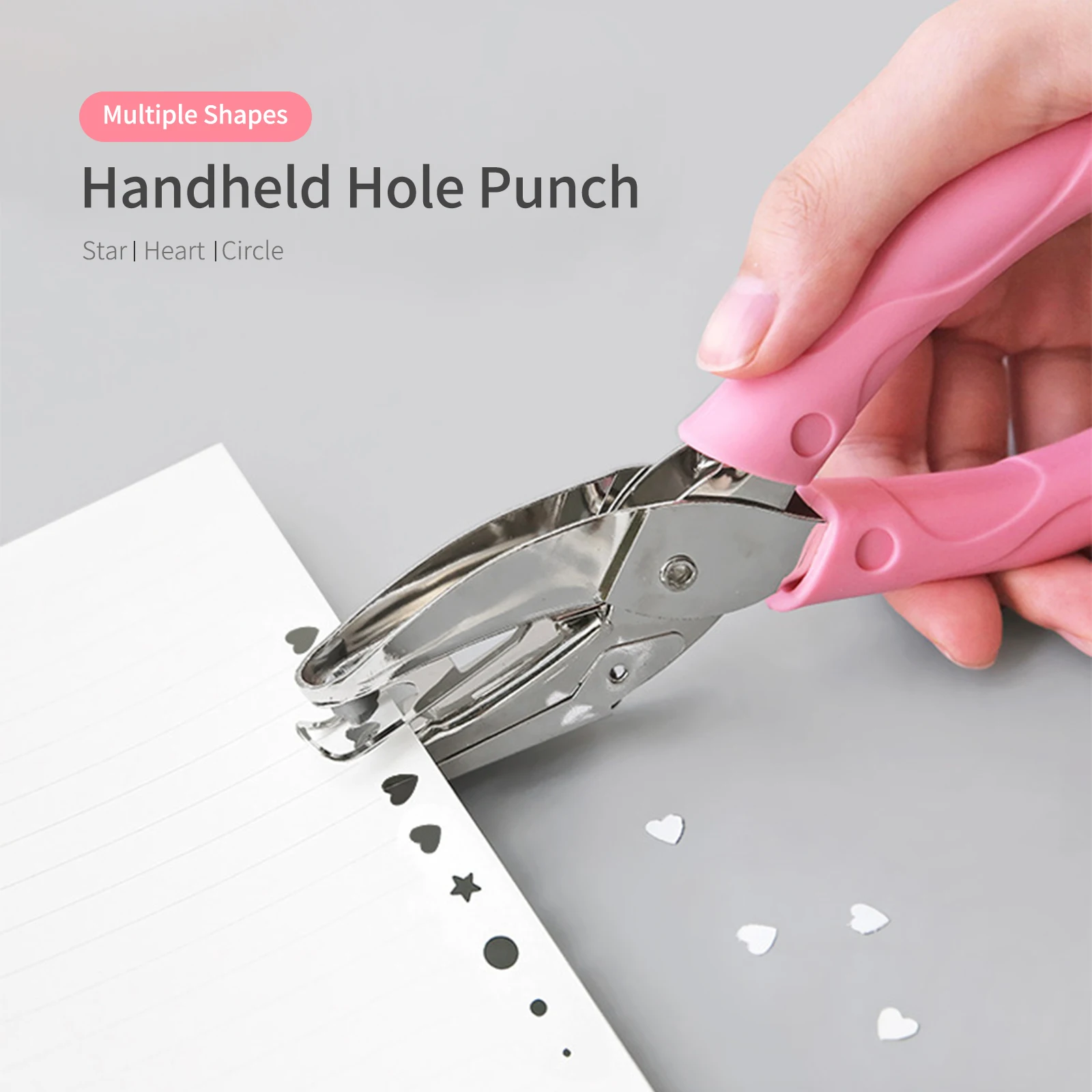 Hole Puncher Paper Heart Round Star Shape Metal Manual Scrapbook DIY Loose-Leaf Paper School Office Binding Stationery