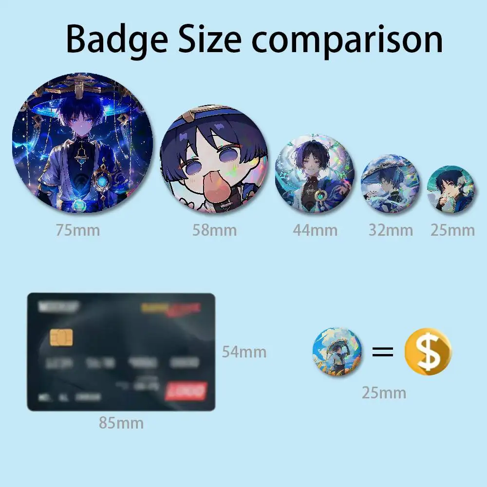 G-Genshin Impact Wanderer Enamel Pin Tinplate Round Brooch Cosplay Nijigen Otaku Culture Badges 58mm 44mm 32mm 75mm 25mm