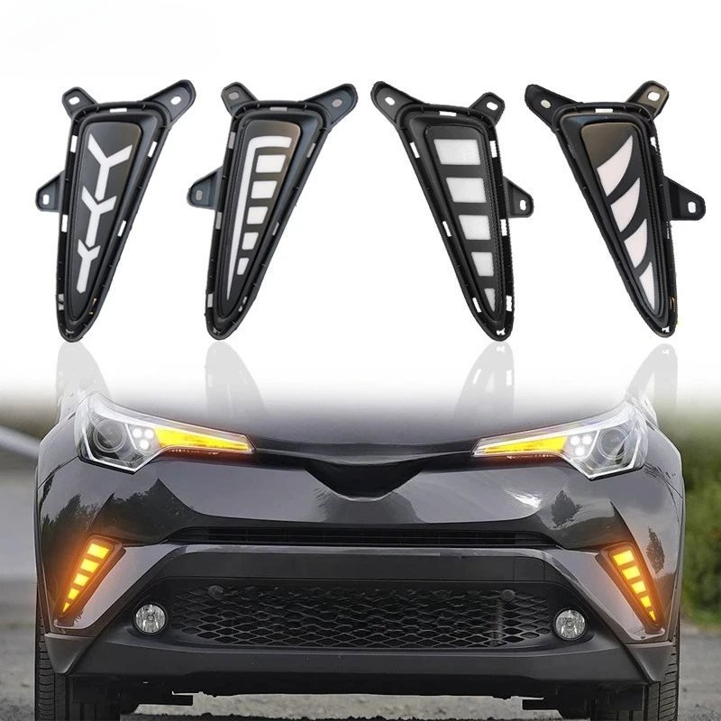 

Для Toyota CHR 2018 2019 2020 дневные ходовые огни передние противотуманные фары светодиодные плавные указатели поворота аксессуары для модификации