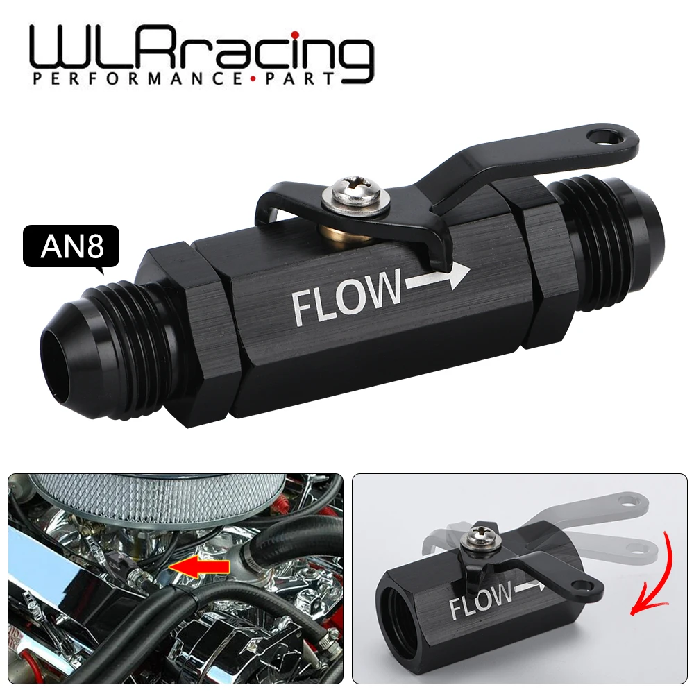 

WLR RACING - AN8 8AN -8 AN Aluminum Inline Fuel Shut Off Valve Cut Off w/ Cable Lever Black WLR-WLPV72-08