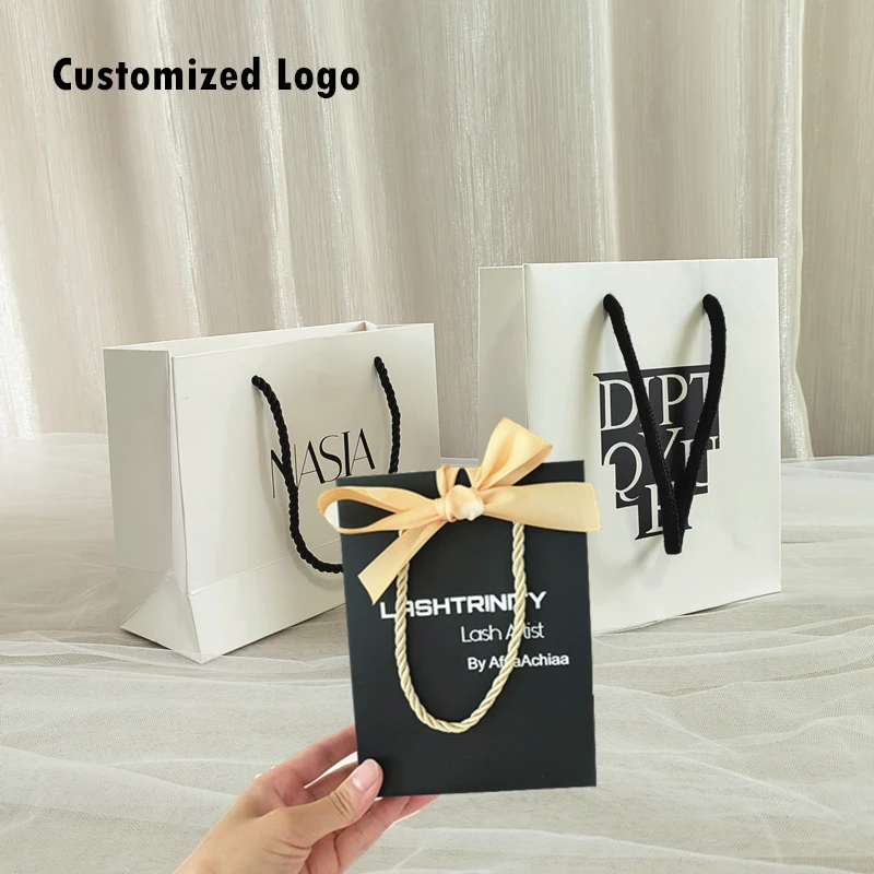 10 Pcs Custom Logo Gift Bag Packaging Box For Small Businesses Valentines Day Paper Bag Favors Boxes Wedding Birthday Flower