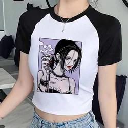 Nana Japanese Short Sleeves Anime Summer Crop Top T Shirt Casual Harajuku T Shirt Top Women Heart Graphic Tees Anime T-shirt