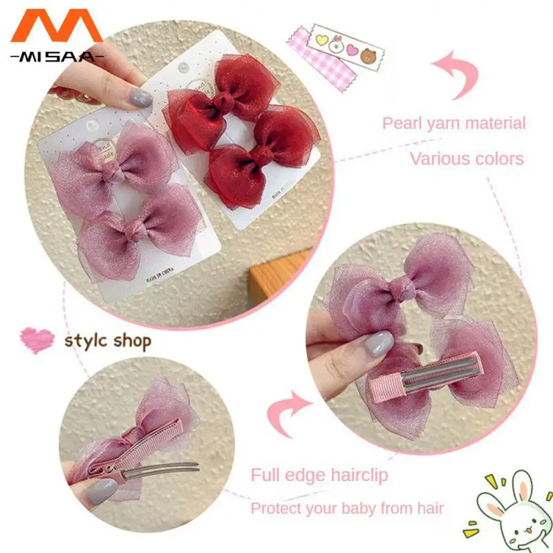 Pearl Mesh Hair Clip Easy To Use Multi Scenario Usage Fabric 5 Colors Various Styles Bow Hairpin Bow Knot Hair Clip Not Damaging