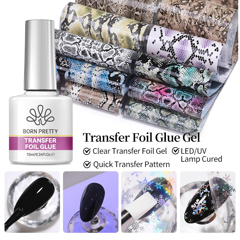 BORN PRETTY Papel de Transferencia de Gel de Uñas Esmalte Semi-Permanente Barniz para Pegamento Adhesivo de Uñas Remojar Off UV LED Gel Arte de Uñas 6