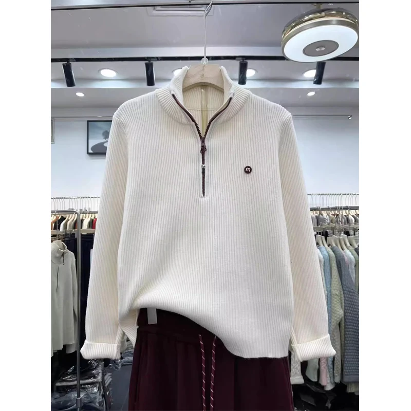 

Autumn Winter New Sle Women's Knitted Sweater f Zipper Casual Long Sve High Collar Versatile Slimming Base irt