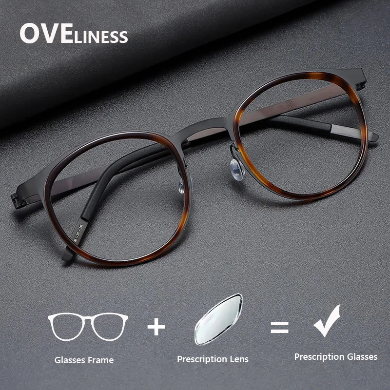 

Pure Titanium optical Glasses Frame for Men women Retro Round Eyewear Prescription Eyeglasses frames Screwless myopia spectacles