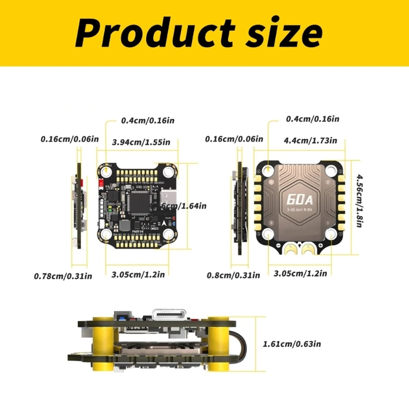 Drones Control F405 V4 60A ESC Board Stack with Wireless Configuration and Blackboxes Data Storage