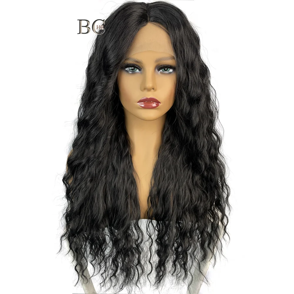 Lace Front Wig Synthetic  26 Inches  Long  Natural Black Wave  Afro Curly Women  Lace Frontal Hair Wig