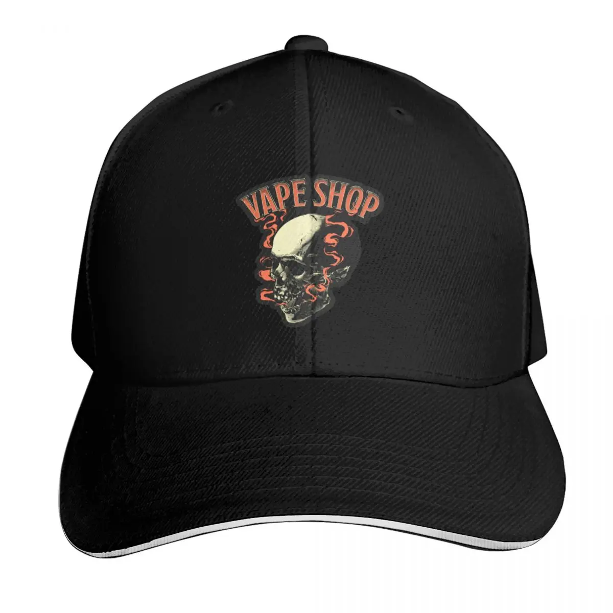 Gorra de béisbol de diseñador con ilustración de calavera de vapeo, diseño vectorial para tienda de vapeos, para hombre y mujer
