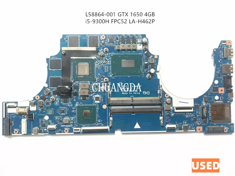 USED FOR HP 15-DK Laptop motherboard L58864-601  L58864-001 GTX 1650 4GB i7-9750H SRF6U i5-9300H FPC52 LA-H462P 100%