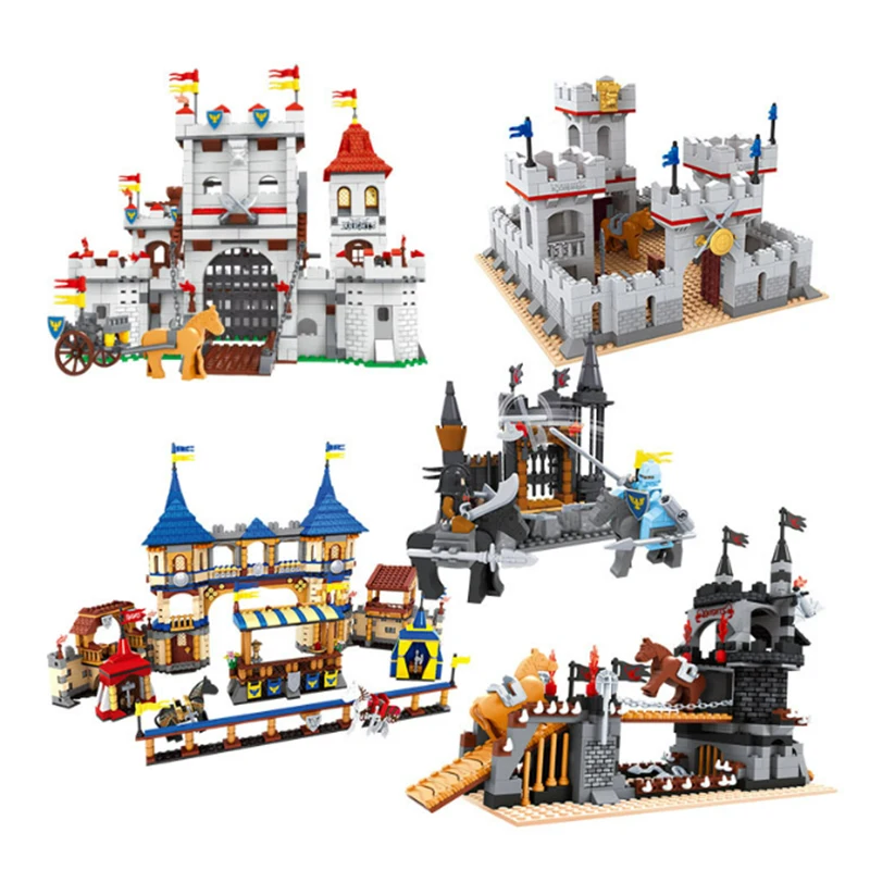 Medieval Knights Castle Siege Royal Tower Bricks Horse Princess Kingdoms Military Sets Building Blocks Toys Birthday Gifts