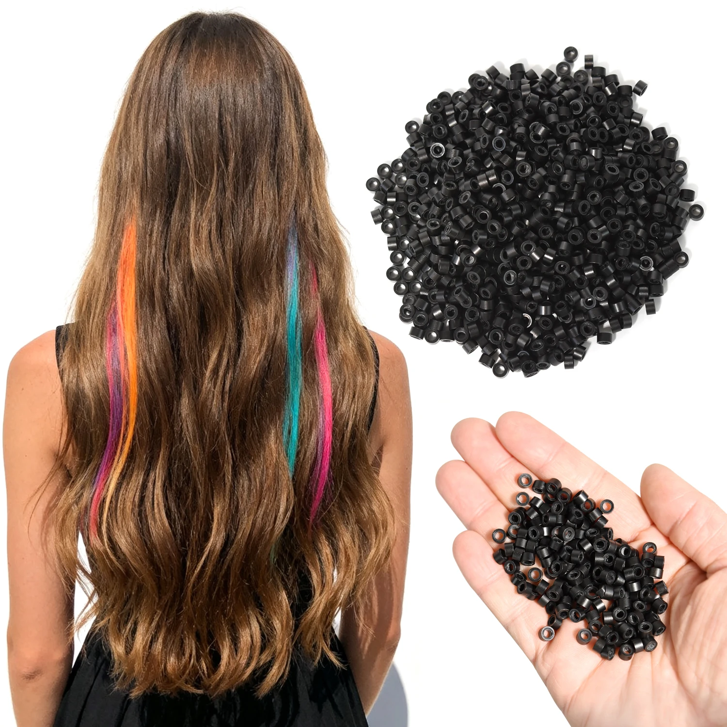 1kg Per Pack 5.0*3.0*3.0mm Silicone Lined Micro Rings Links Beads for I Tip Hair Extension Tools