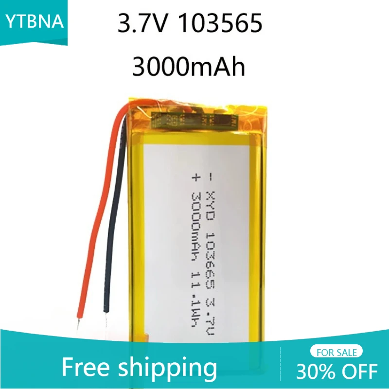 103665 / 103565 Akumulator litowo-polimerowy 3,7 V 3000 mAh do narzędzi o wysokiej zawartości sprzętu Światła LED Rejestrator jazdy Power Bank