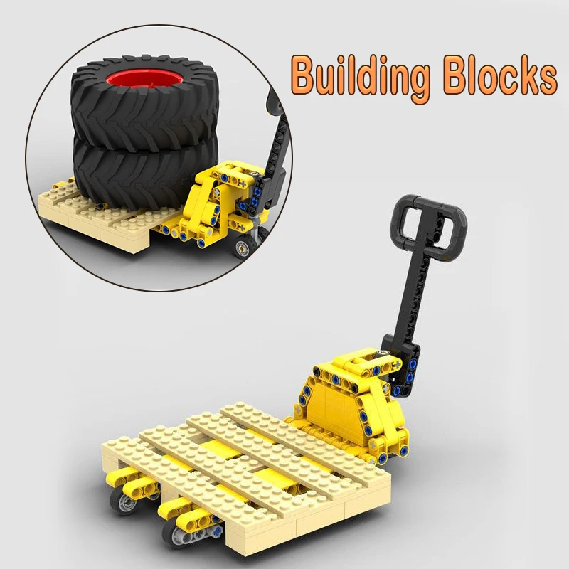 Trailer Heftruck Bouwstenen Model Handtransport Heftruck Transporter Montage DIY Speelgoed Kleine Deeltje Moc Set Bakstenen Geschenken