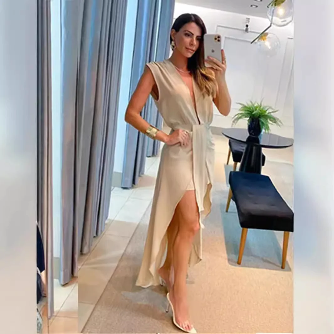 여성용 여름 불규칙 스왈로우 테일 로브, 우아한 롱 원피스 로브, 섹시한 로브